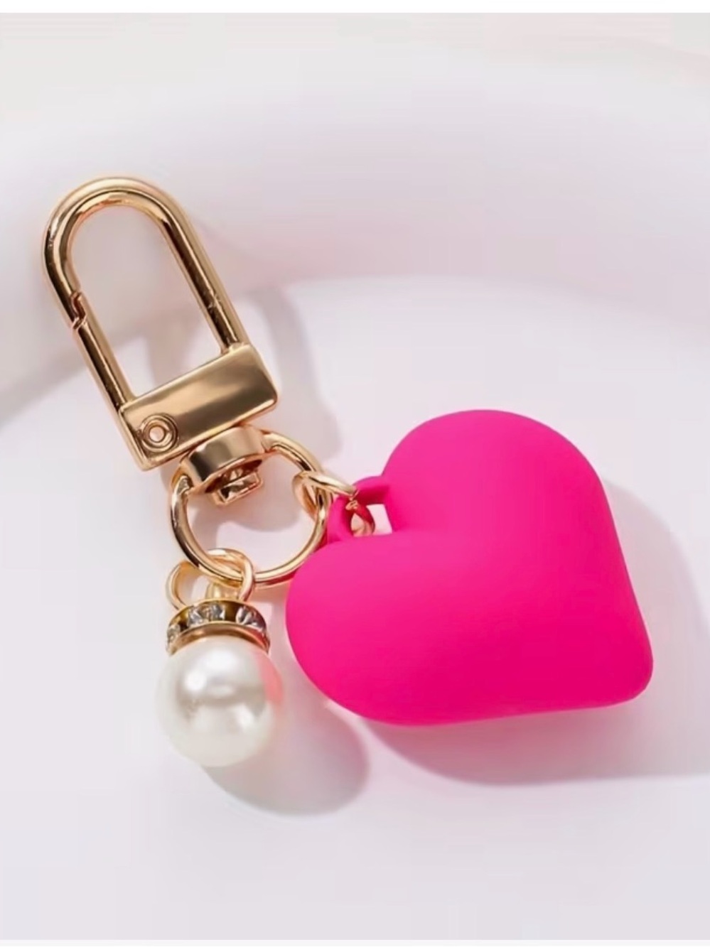 Women’s Puffy Heart & Love Pearl Purse Bag Charm - Picture 5 of 5